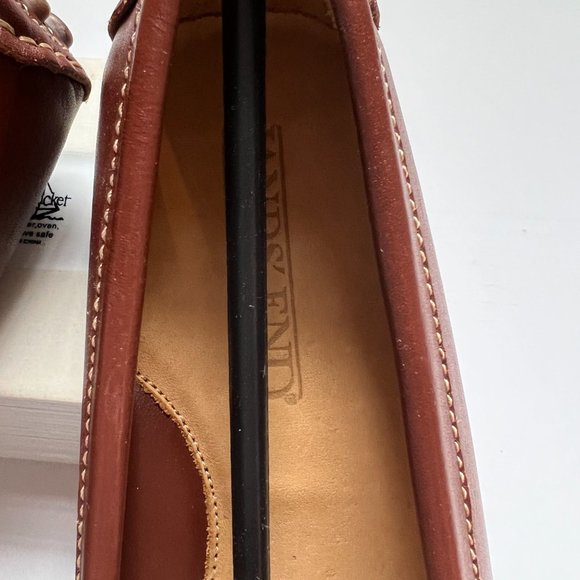 NEW Brown leather driving loafers/moccasins - Lands' End - Picture 3 of 9